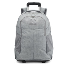 Load image into Gallery viewer, Front panel view of the silver wheeled backpack.