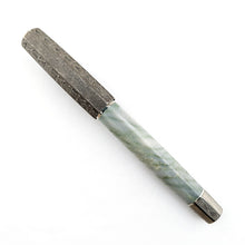 Load image into Gallery viewer, Visconti Il Magnifico Green Marble Fountain Pen, Capped. Back View.