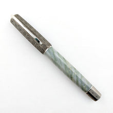 Load image into Gallery viewer, Visconti Il Magnifico Green Marble Fountain Pen, Capped. Front view.