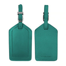 Load image into Gallery viewer, Front and back view of the Aqua luggage tags.