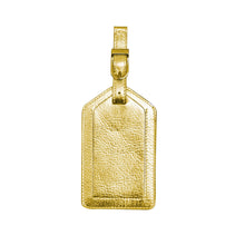 Load image into Gallery viewer, Front view of the gold luggage tag.