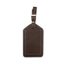 Load image into Gallery viewer, Front view of the chocolate brown luggage tag.