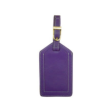 Load image into Gallery viewer, Front view of the purple luggage tag.