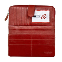 Load image into Gallery viewer, Interior view of the red leather wallet.