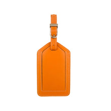 Load image into Gallery viewer, Front view of the Papaya orange luggage tag.