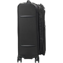 Load image into Gallery viewer, Side panel view of the black suitcase.