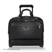 Load image into Gallery viewer, Briggs & Riley @Work Medium 2-Wheeled Expandable Brief - Black
Image of Angled Panel View, shown embossed with 3 initials.
Dimensions: 14.5"H x 15.5"W X 9"D
Weight: 7.2 lbs.