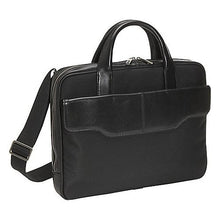 Load image into Gallery viewer, Angled front view of the black briefcase on a white background.