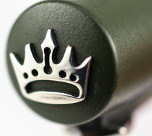 Load image into Gallery viewer, Close up to the top of the cap with a medal of the KRONE crown logo.