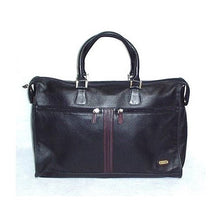 Load image into Gallery viewer, Front panel view of black leather satchel bag.