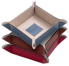 Load image into Gallery viewer, Angled shot of the red, brown, and blue trays stacked on a white background.