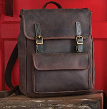 Load image into Gallery viewer, Leather Backpack front view