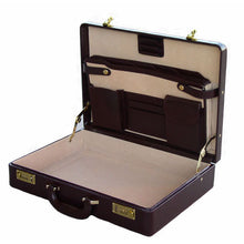 Load image into Gallery viewer, Angled interior view of the attache case with organization compartments on the front panel.