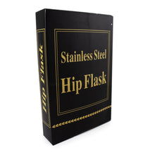 Load image into Gallery viewer, Angled front view of the packaging for the hip flask.