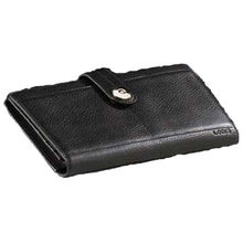 Load image into Gallery viewer, Angled view of the black clutch wallet.