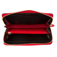 Load image into Gallery viewer, Interior view of the red clutch wallet.