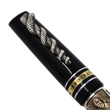 Load image into Gallery viewer, Close up to the cap clip in the shape of the Rod of Asclepius