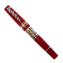 Load image into Gallery viewer, Front view of the red rollerball pen with the cap on.