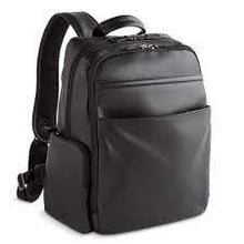 Load image into Gallery viewer, Angled front panel view of the leather backpack.