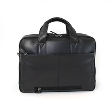 Load image into Gallery viewer, Back panel view of the black briefcase.