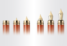 Load image into Gallery viewer, Different views of the pen showing how it can be retracted into the body when you twist the bottom of the barrel.