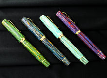 Load image into Gallery viewer, Side views of the fountain pen son a black background.