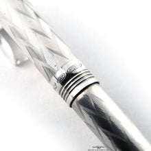 Load image into Gallery viewer, Close up to the engraved Sterling Silver hallmarks on the pen.