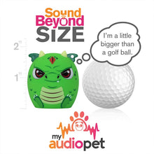 Load image into Gallery viewer, The Dragon Speaker with text: Sound beyond size. I'm a little bigger than a golf ball.