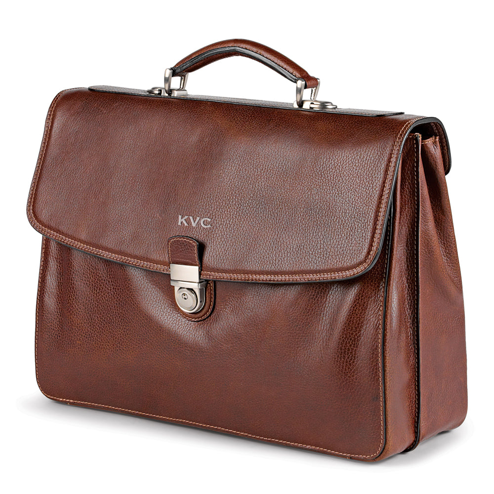 Classico Leather Gusset Flap Briefcase | Airline International