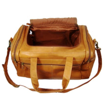Load image into Gallery viewer, Dorado Leather Underseat Duffel - Tan
Image of spacious main packing compartment
Dimensions:  18" x 10" x 10"
