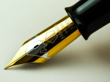Load image into Gallery viewer, Close up to the fountain pen nib with engraved decorations, Mount Fuji, Namiki Logo, 18K-750, <M>