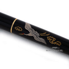 Load image into Gallery viewer, Close up to the crane and clouds maki-e art on the pen barrel.