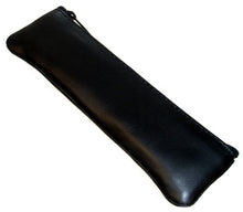 Load image into Gallery viewer, Angled view of the black leather sleeve.