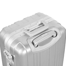 Load image into Gallery viewer, Angled top panel view of the suitcase. It features a grip handle and a telescopic handle.
