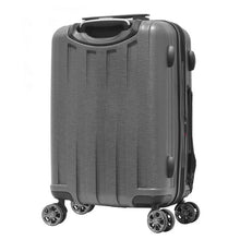 Load image into Gallery viewer, Angled back view of the gray charcoal hard shell suitcase.
