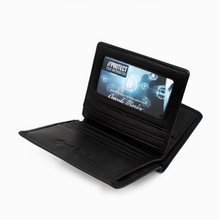 Load image into Gallery viewer, Interior view of the black leather wallet.