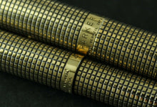 Load image into Gallery viewer, Parker Vintage 75 Flattop Vermeil Cisele Fountain Pen & Ballpoint Set