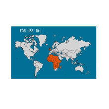 Load image into Gallery viewer, A world map outline highlighting countries where it can be used.