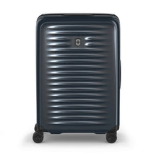Load image into Gallery viewer, Front panel view of the dark blue suitcase.