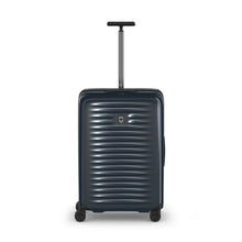 Load image into Gallery viewer, Front panel view of the suitcase with the telescopic handle extended.