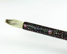Load image into Gallery viewer, Close up to the grip section of the brush, showing the abalone shell work.