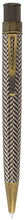 Load image into Gallery viewer, Front view of the Retro-51 Roosevelt Rollerball Pen. it has a herringbone pattern on the barrel with brass trims.