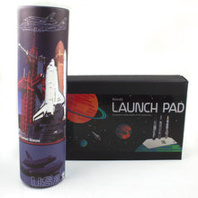 Load image into Gallery viewer, Front view of the Enterprise pen tube and the launch pad box.