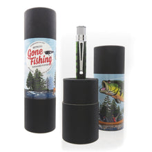 Load image into Gallery viewer, The Gone Fishing pen arranged with two gift tube on a white background.