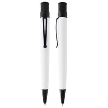 Load image into Gallery viewer, Retro 51 Tornado Chaplin Rollerball Pen Front and side view. The barrel is matte white and has Black Accents