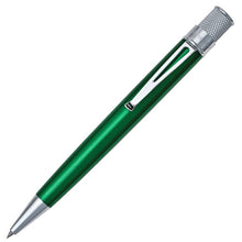 Load image into Gallery viewer, The Retro 51 Tornado Classic Laquer Rollerball pen in Green with chrome accents is placed in front of a white background.
