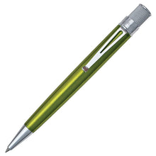 Load image into Gallery viewer, The Retro 51 Tornado Classic Laquer Rollerball pen in Kiwi (a light green)  with chrome accents is placed in front of a white background.