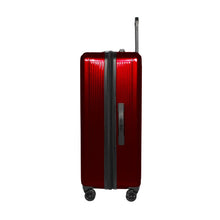 Load image into Gallery viewer, Side panel view of the red hard shell suitcase.