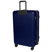 Load image into Gallery viewer, Angled back panel view of the blue hard shell suitcase.
