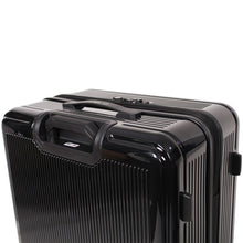 Load image into Gallery viewer, Back top panel view of the black hard shell suitcase.